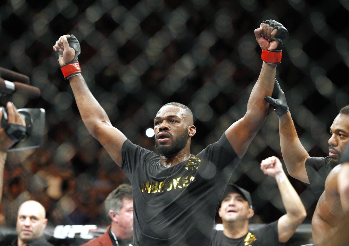 UFC light-heavyweight champion Jon Jones was stripped of his title and suspended indefinitely Tuesday following his arrest for hit-and-run in New Mexico.