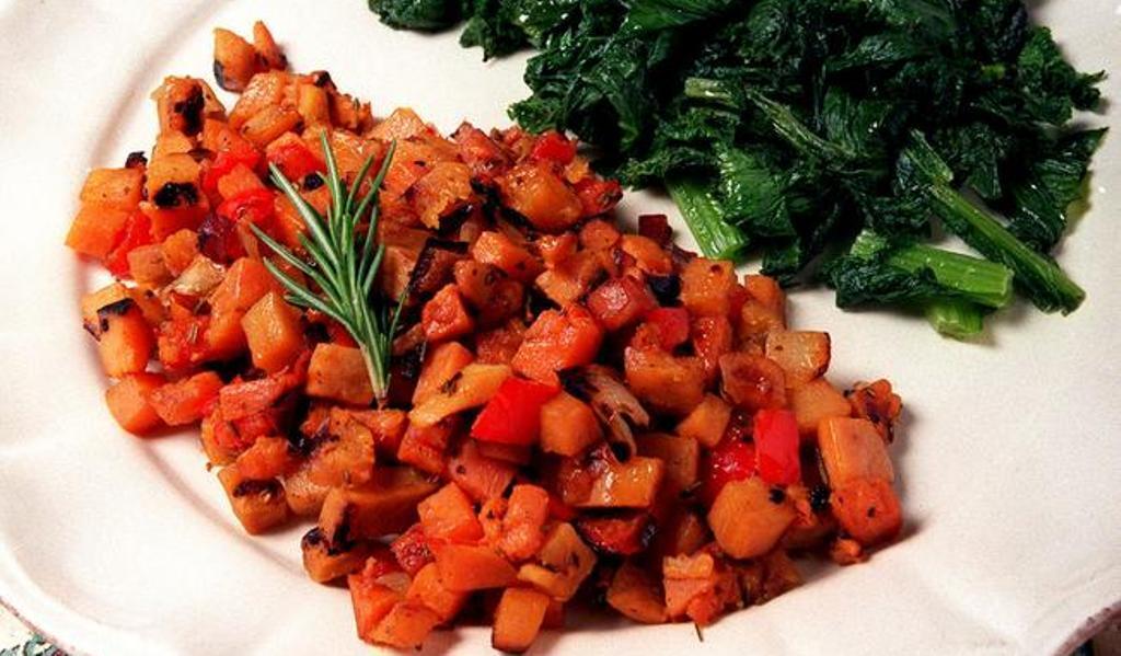 Sweet potato hash with pancetta and rosemary