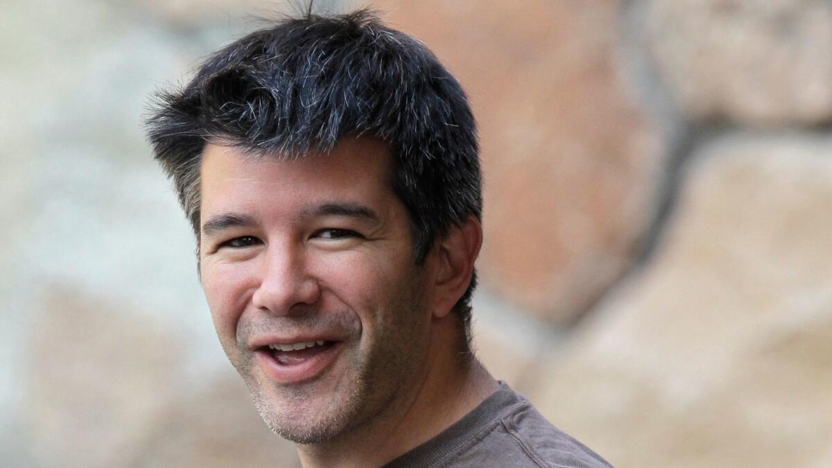 Uber CEO and co-founder Travis Kalanick arrives at a conference in Sun Valley, Idaho, on July 10, 2012.
