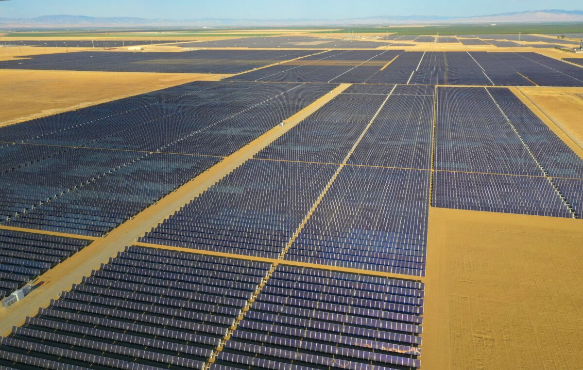 Solar panels on a massive solar farm