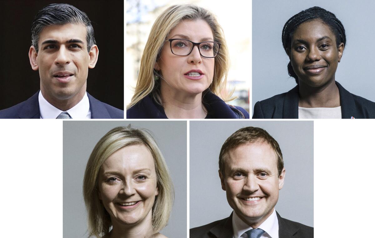 Five candidates in the Conservative Party leadership race to replace British Prime Minister Boris Johnson