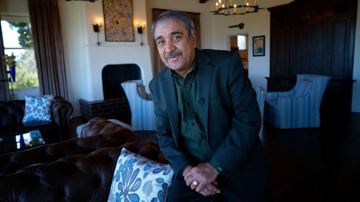 UC San Diego Chancellor Pradeep Khosla at his home during a recent interview with the San Diego Union-Tribune. Khosla is expected to be appointed to another five-year term.