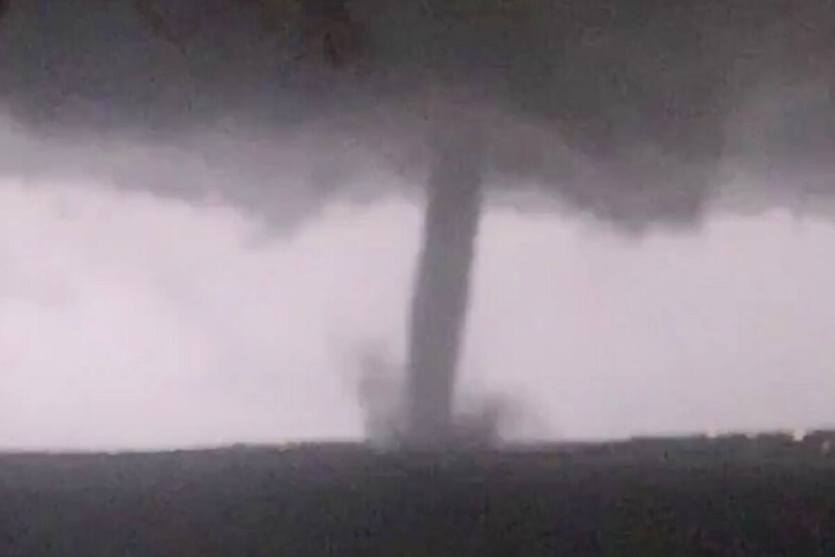 An image made from video by Twitter user @AthenaRising shows the tornado in Rockwall, Texas, on Sunday.