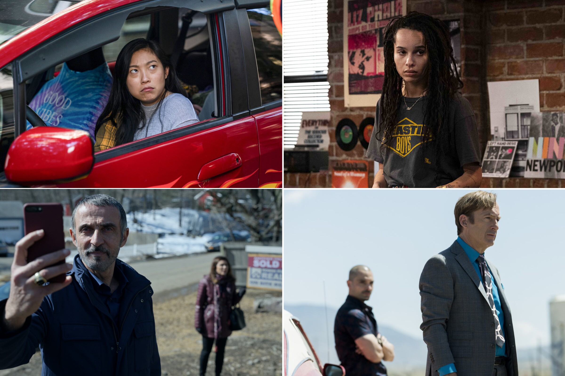 Clockwise from top left: "Awkwafina Is Nora from Queens," "High Fidelity," "Better Call Saul" and "Little America."