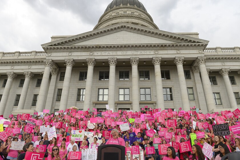 A Planned Parenthood women's health rally at the Utah state Capitol in Salt Lake City in August of 2015.