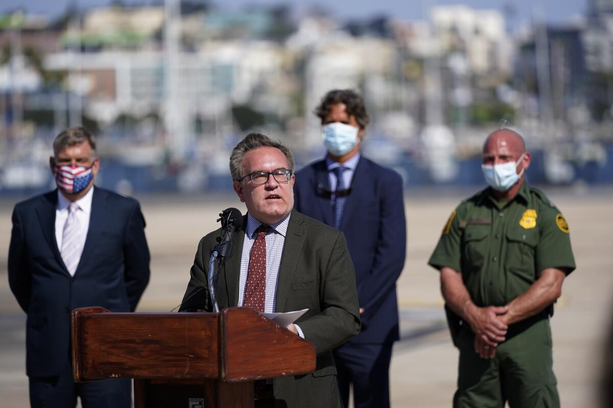 Environmental Protection Agency Administrator Andrew Wheeler speaks at a new conference.