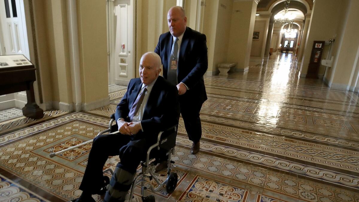 Sen. John McCain at the Capitol in November after cancer treatment.