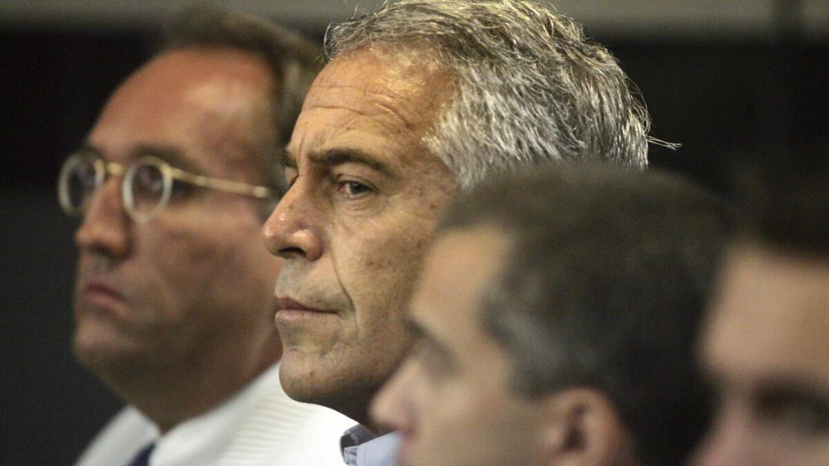 Jeffrey Epstein is shown in custody in West Palm Beach, Fla., on July 30, 2008.