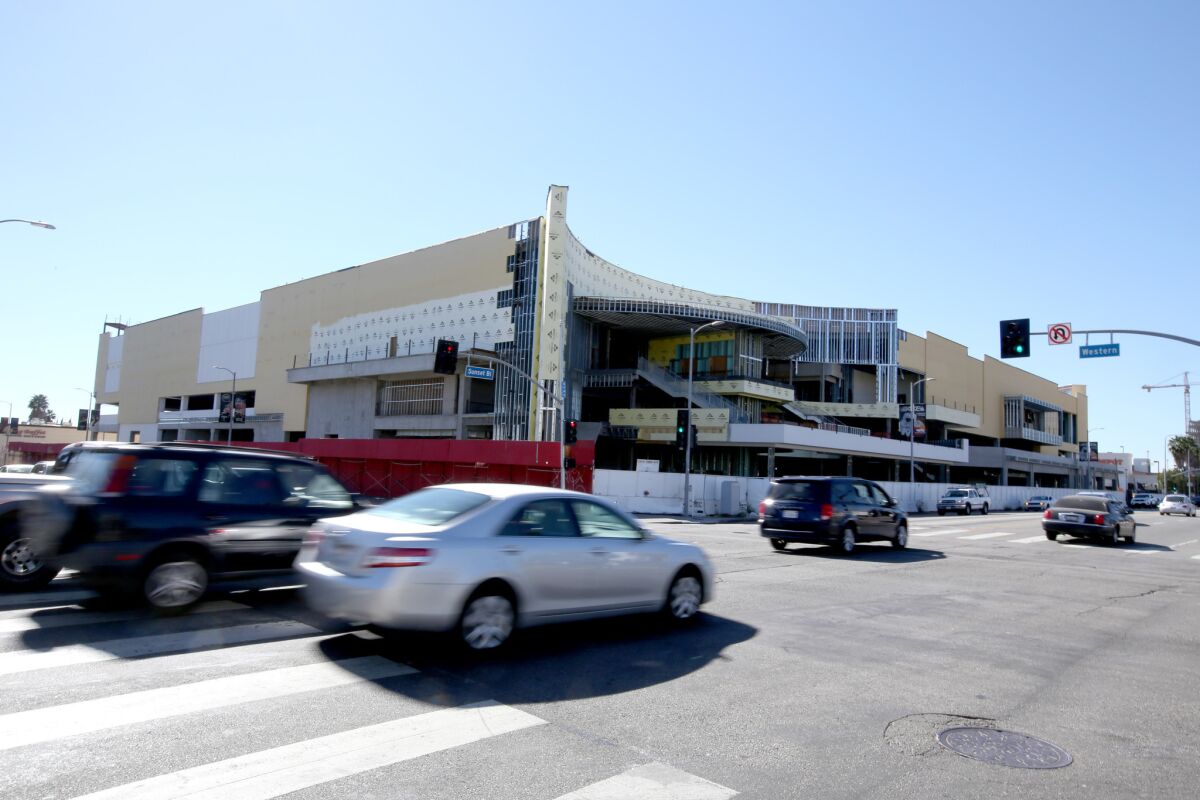 The partly built Hollywood Target shopping center, as seen in February.