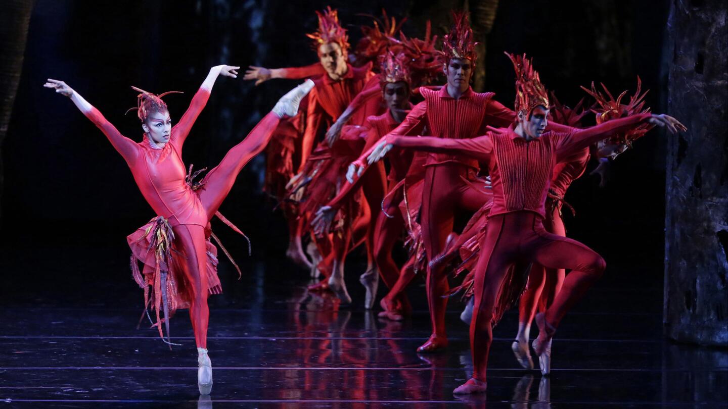 The American Ballet Theatre, featuring Misty Copeland, perform "Firebird" for a benefit gala at the Music Center.