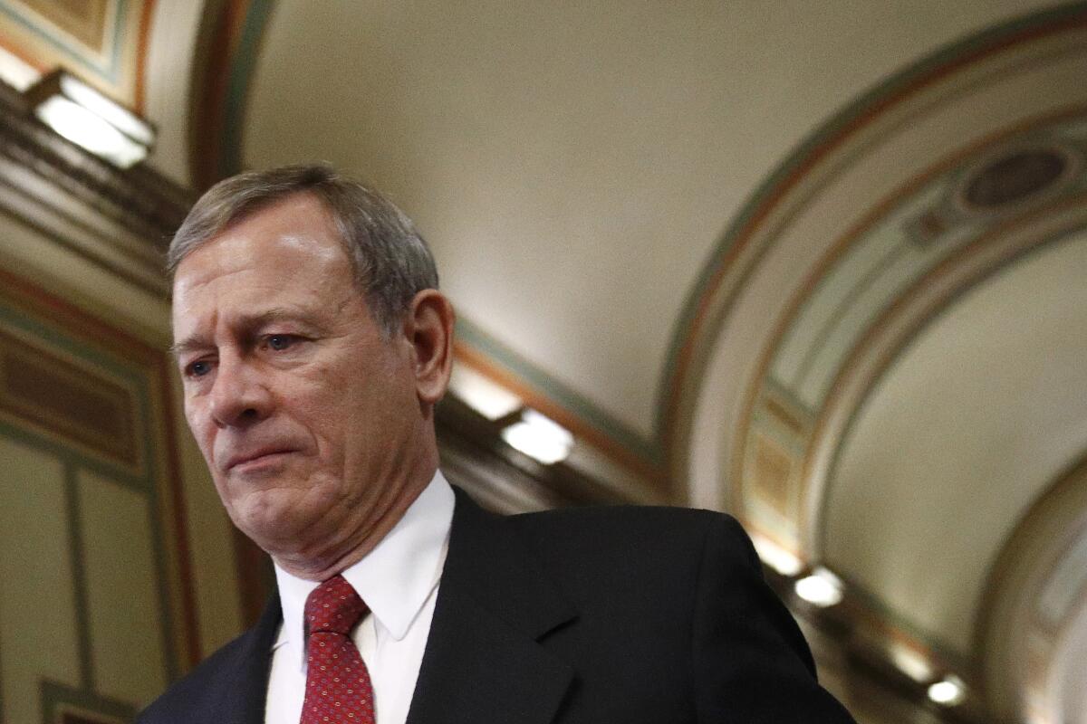Chief Justice John G. Roberts Jr. is seen inside the U.S. Capitol in 2020.