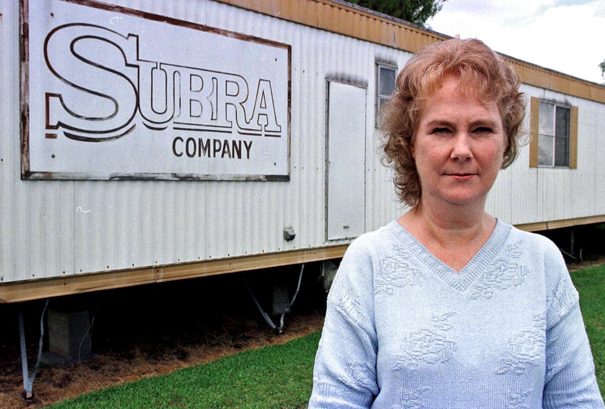 Wilma Subra, a chemical analyst, stands outside her New Iberia, La., office in 1999. Now 69, she is still working to rein in environmental degradation along Cancer Alley, an eye-watering corridor of more than 150 industrial facilities along the Mississippi River between New Orleans and Baton Rouge that produce a quarter of the nation's petrochemicals.