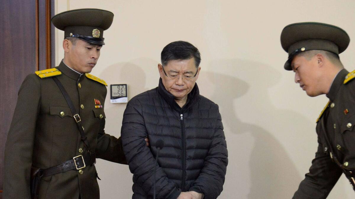 Canadian pastor Hyeon Soo Lim at the North Korean Supreme Court in Pyongyang in a photo releaed by the Korean Central News Agency on Dec. 16, 2015.