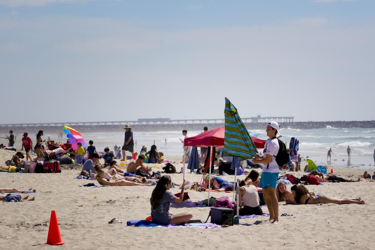 Wednesday's sunny weather certainly made Mission Beach the popular place to be on April 7, 2021 in San Diego, CA. 