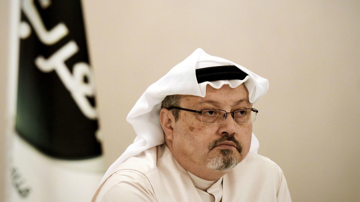 Saudi journalist and U.S. resident Jamal Khashoggi, shown in 2014, was killed and dismembered in October after going to the Saudi Consulate in Istanbul, Turkey, to get paperwork needed for his wedding.