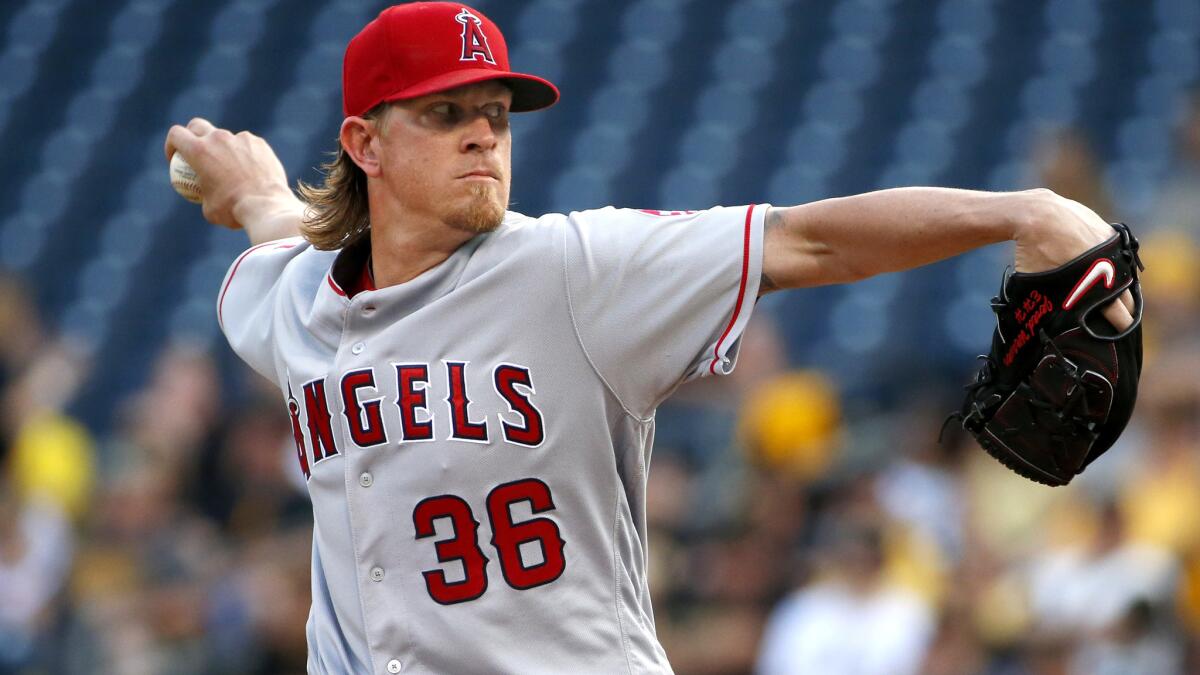 Angels starter Jered Weaver gave up six hits in six innings against the Pirates on Friday night.