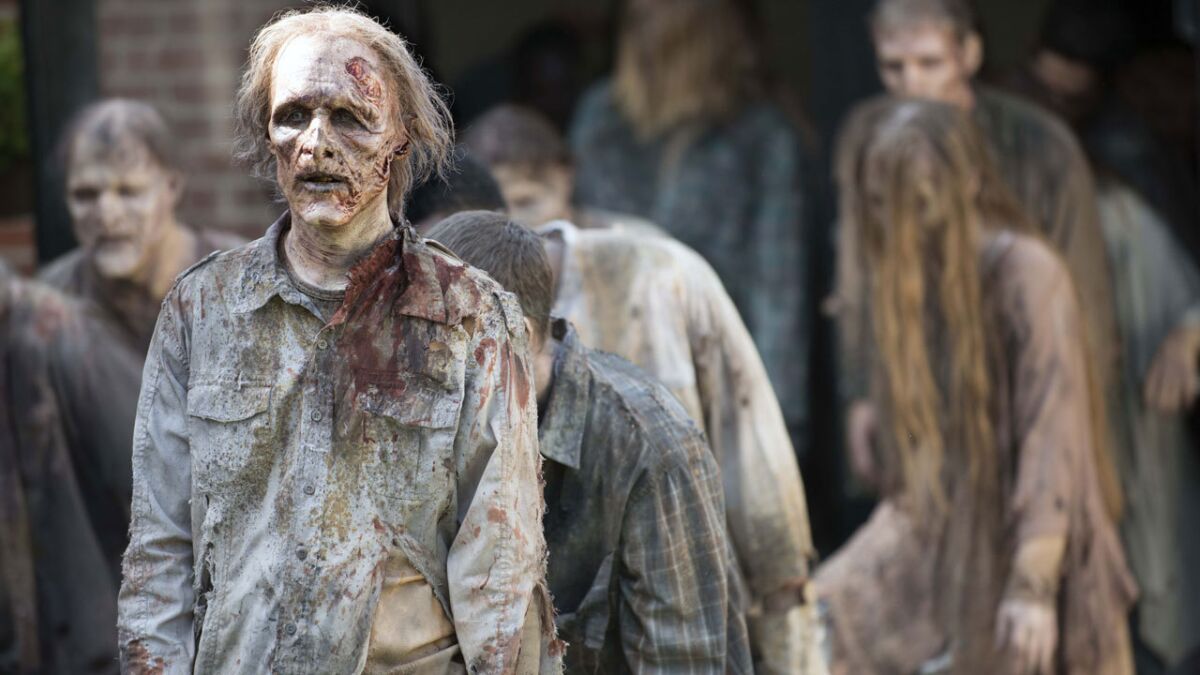A horde of walkers in AMC's zombie drama "The Walking Dead."