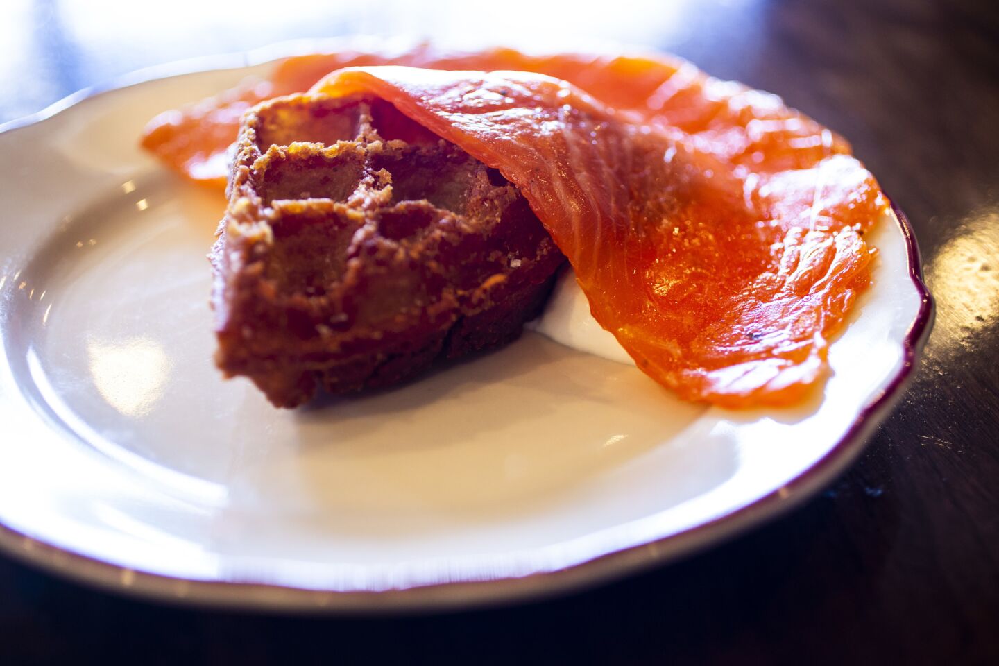 Cured sea trout pairs with a crispy potato latke at Freedman's.