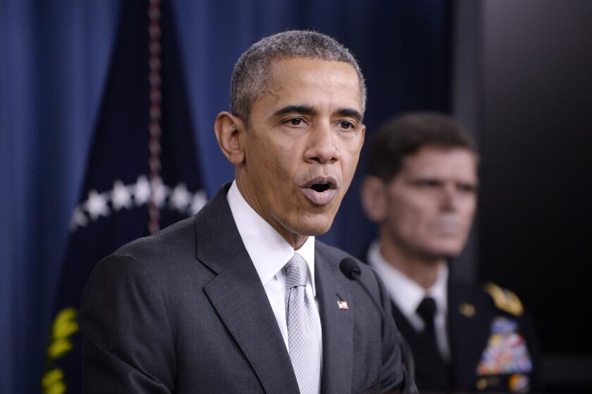 President Obama speaks on Islamic State in the Pentagon briefing room on Dec. 14.
