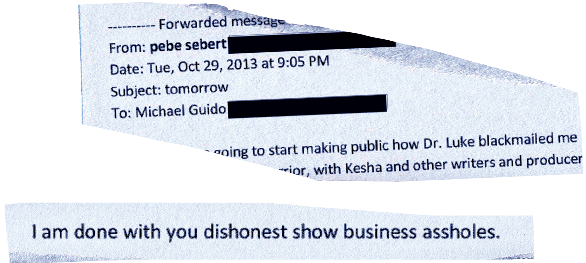Email from 2013: “I am done with you dishonest show business assholes."