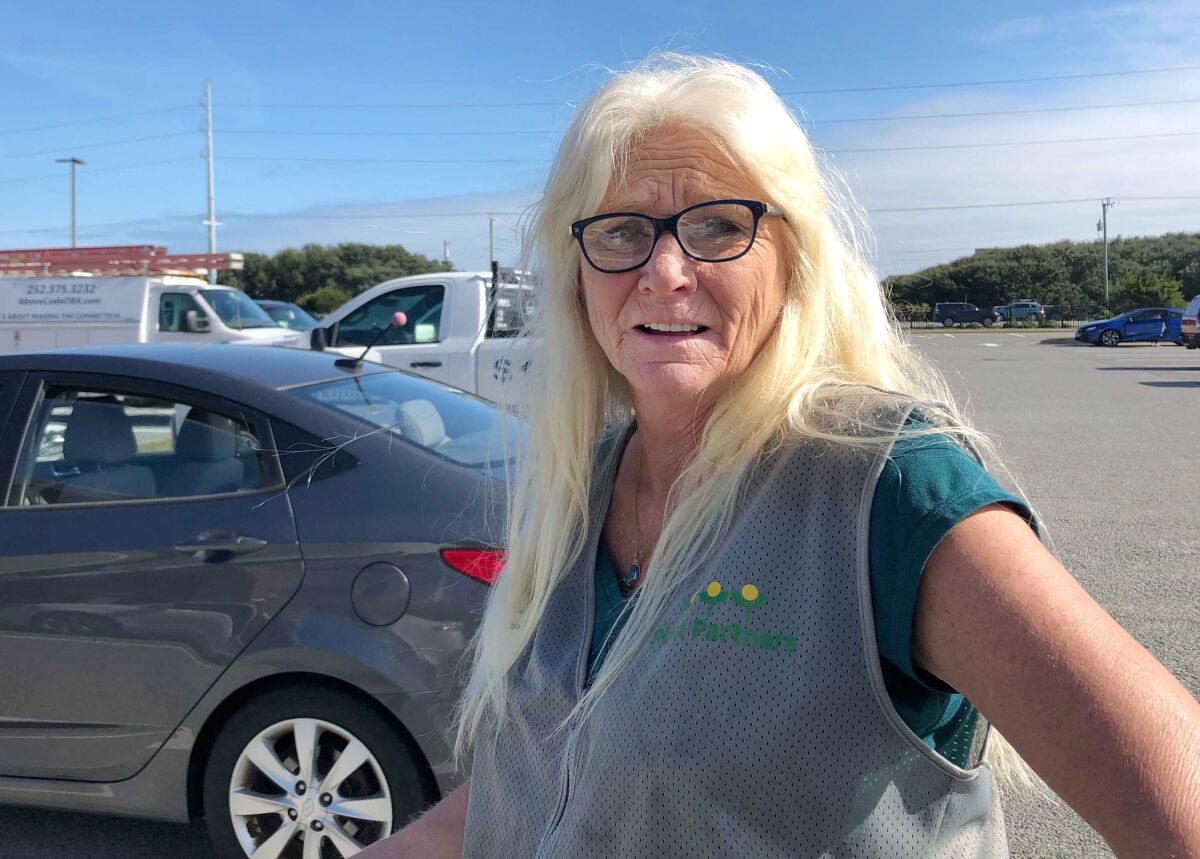 Pam Strickland, 60, a merchandise worker for Lowe's hardware who lives in Kitty Hawk, N.C.