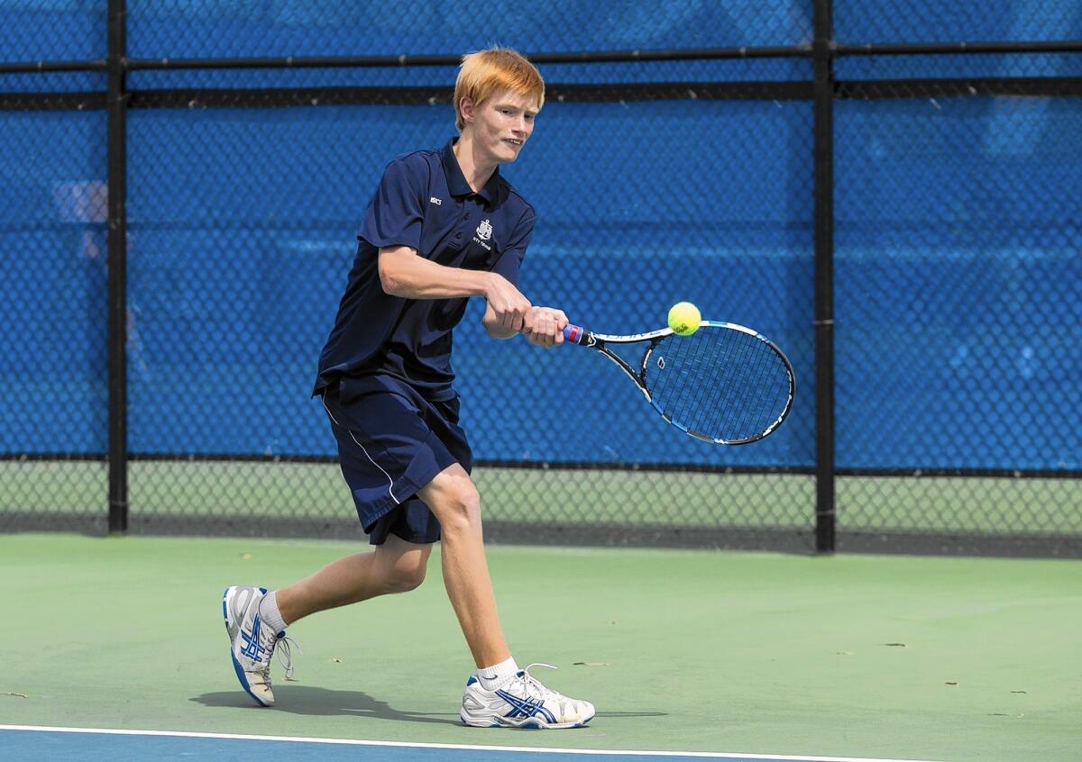 David Sharp, seen here in a match last year, helped Newport Harbor High to a win over St. Margaret's on Wednesday.