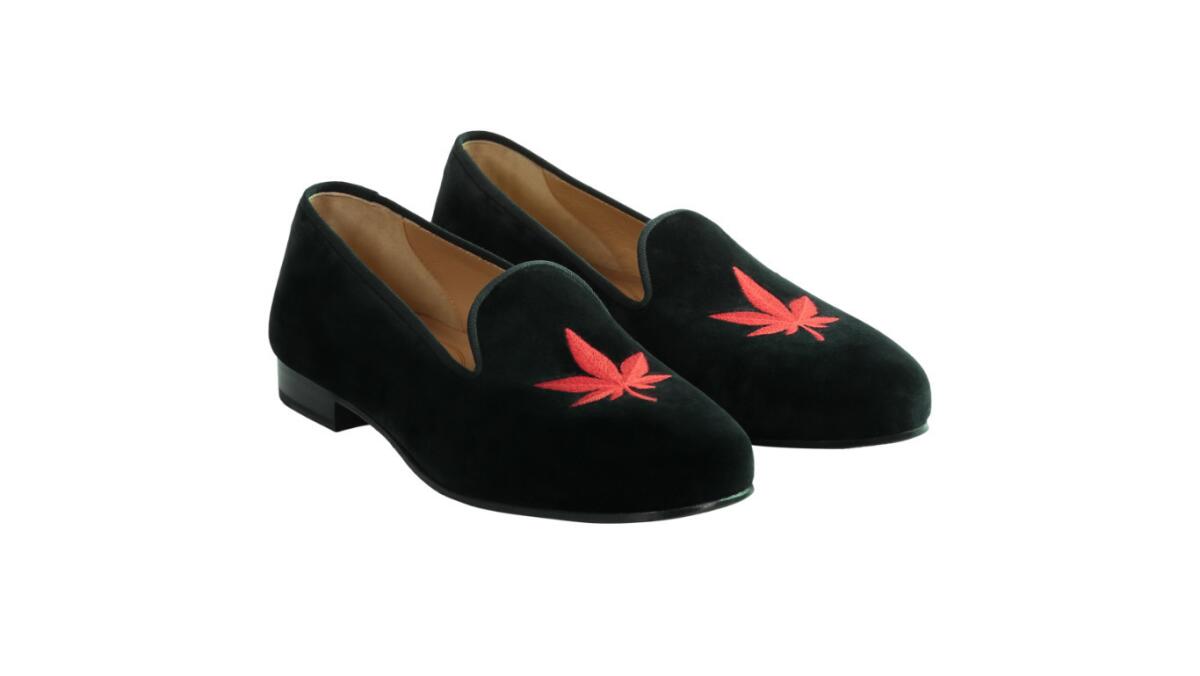 Stubbs & Wootton X Boast limited-edition velvet tuxedo slippers with Japanese maple leaf logo, $525 at boastusa.com.