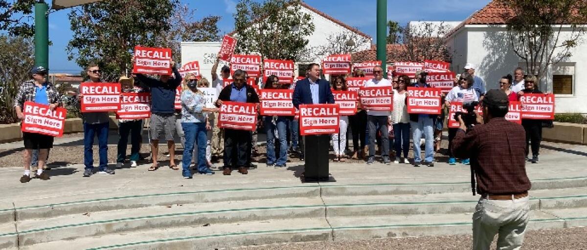 Radio talk-show host Carl DeMaio announces plans to recall Carlsbad Councilwoman Cori Schumacher.