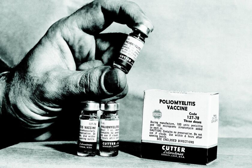 Dr. Jonas Salk's polio vaccine is shown in April, 1955. (AP Photo)