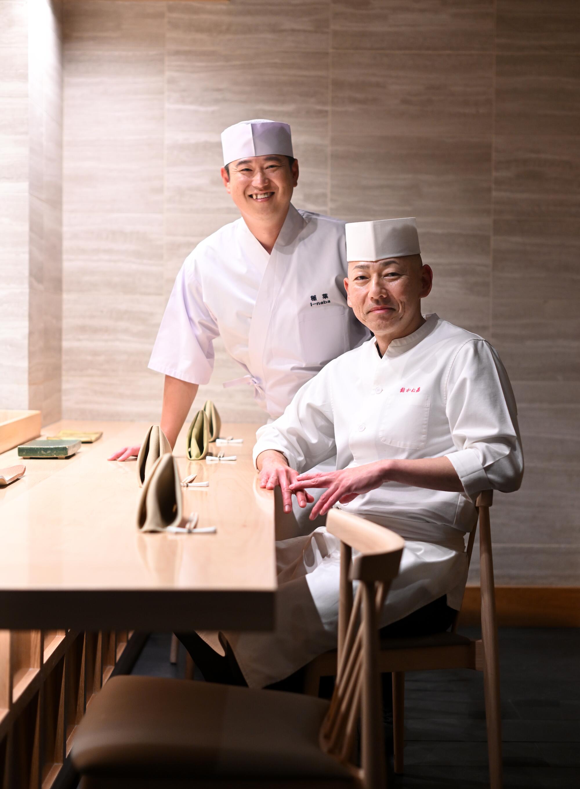 Chefs Yasuhiro Hirano, from Sushi I-naba, left, and Yoshiyuki Inoue from Sushi Kaneyoshi.
