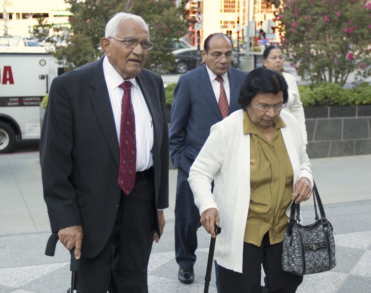 Babulal Bera, the father of Rep. Ami Bera (D-Elk Grove), walks to the federal courthouse in Sacramento for his sentencing for election fraud. Babulal Bera, 83, was sentenced to one year and one day in federal prison.