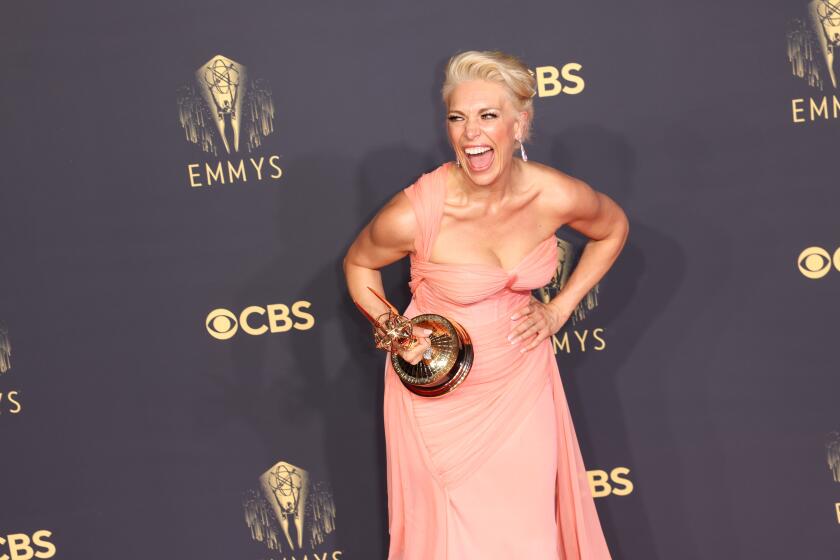 Hannah Waddingham of "Ted Lasso"with her Emmy during the 73rd Annual Emmy Award