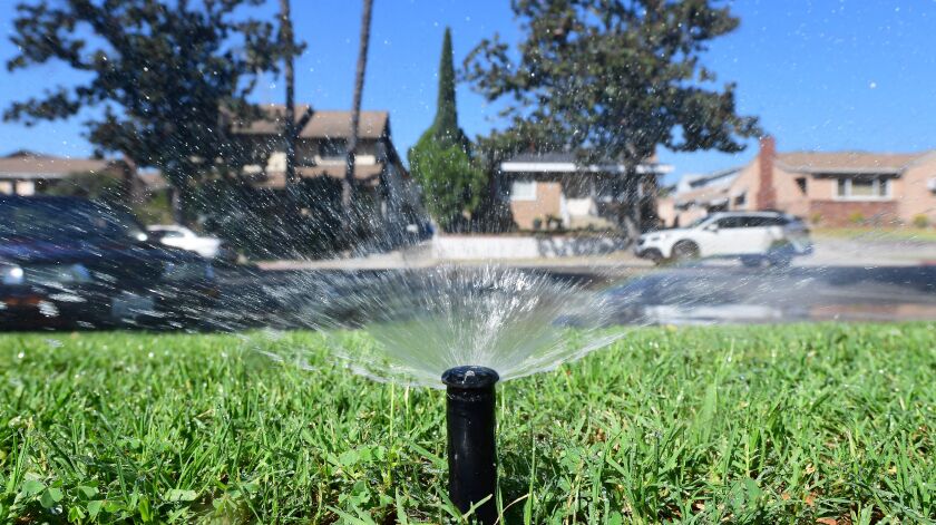 A sprinkler in a lawn