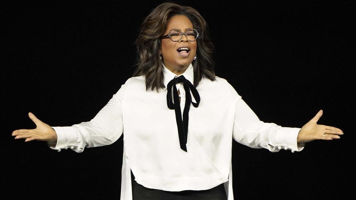Oprah Winfrey speaks at the Steve Jobs Theater during an event to announce new Apple products in March 2019.