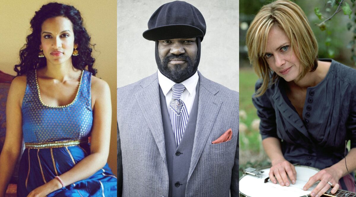 2021 Grammy nominees: San Diego-bred artists (from left) Anoushka Shankar, Gregory Porter and Alison Brown.