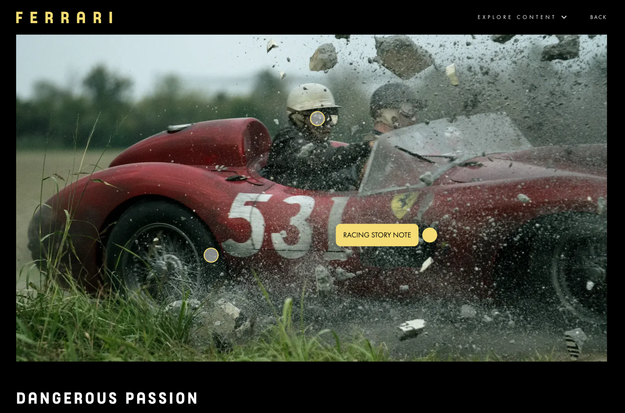 A Ferrari driver is captured for the Archive.