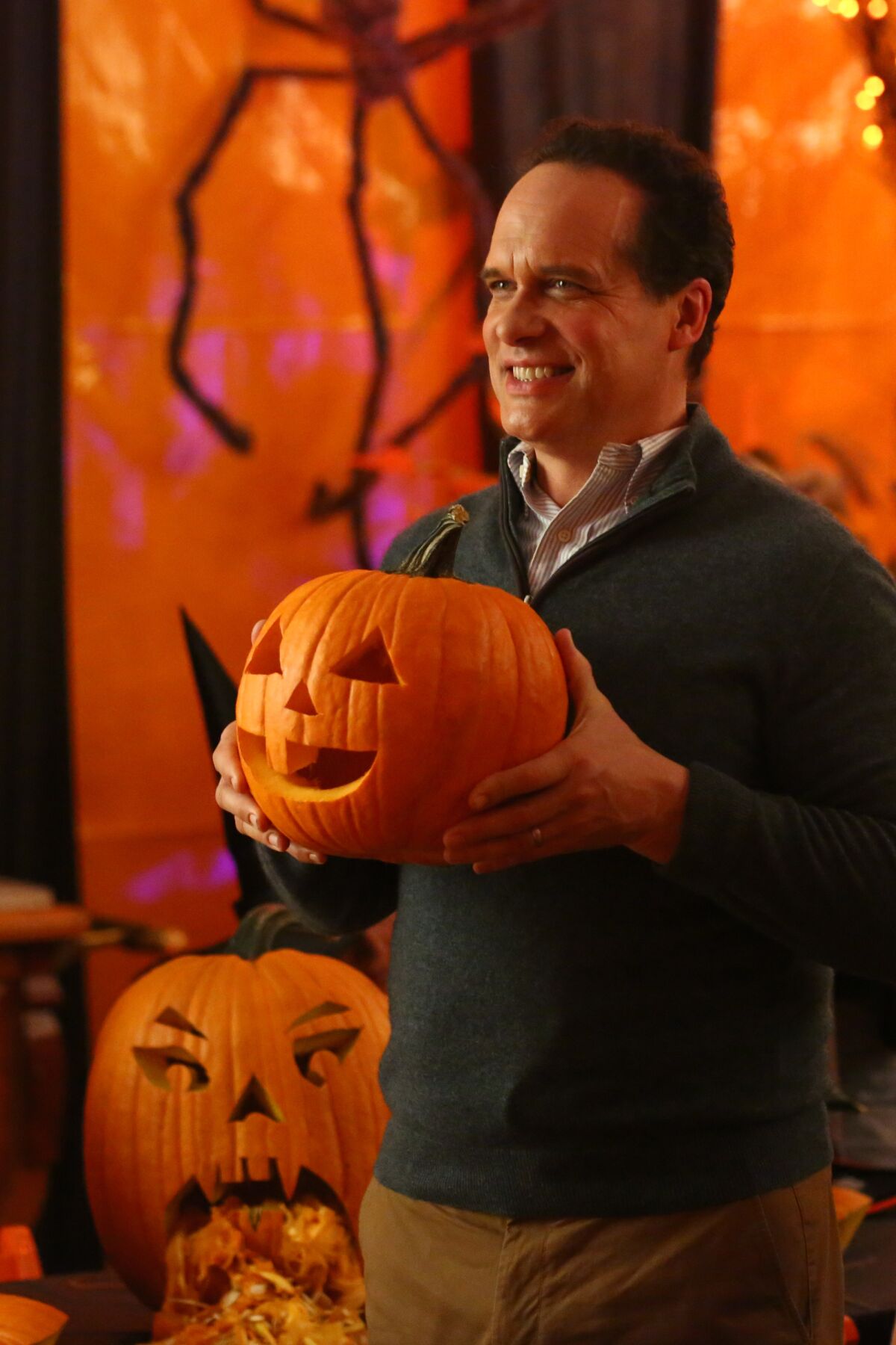 Diedrich Bader in a Halloween-themed episode of the family comedy "American Housewife" on ABC.