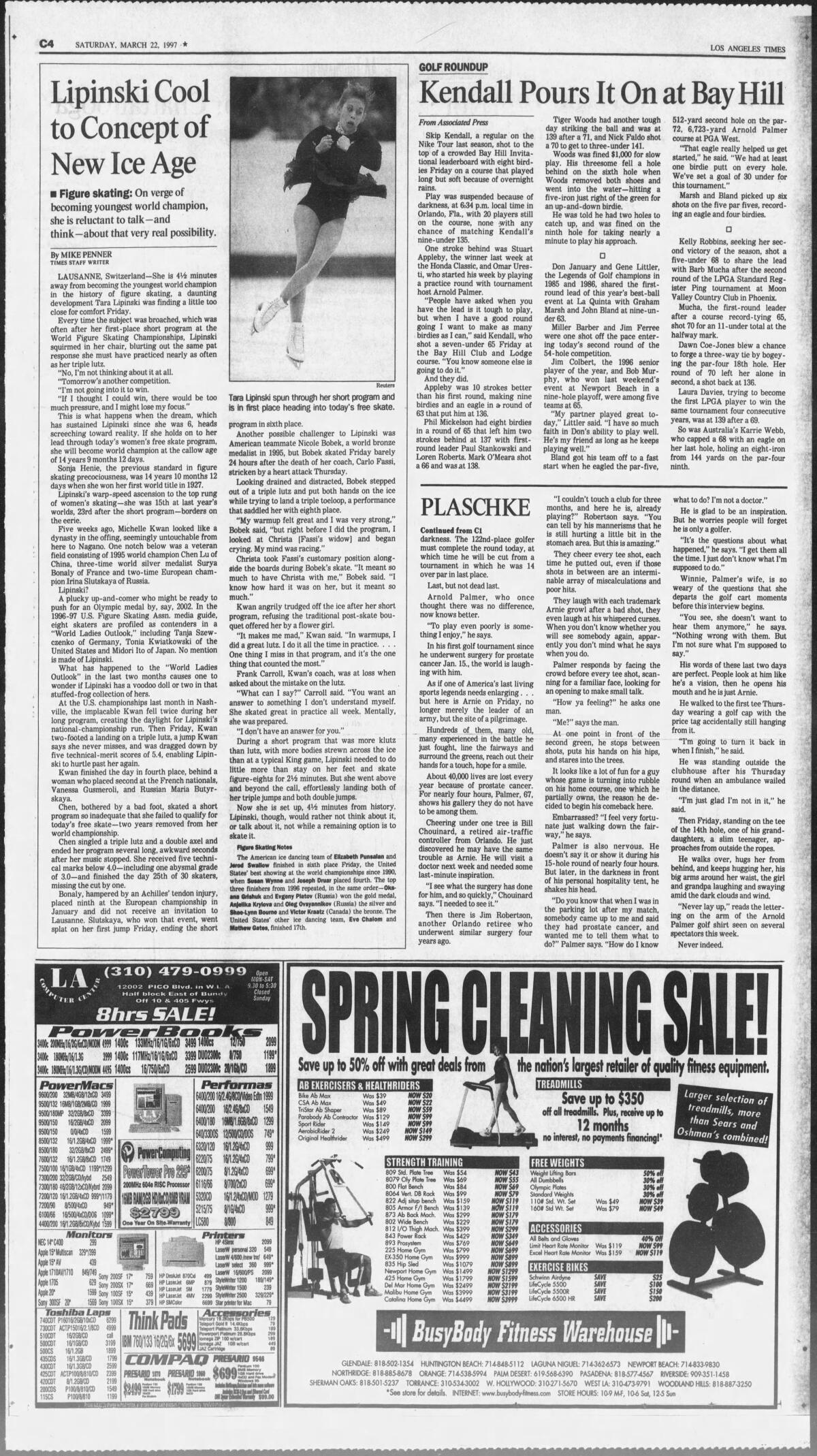 The Los Angeles Times covers Tara Lipinski becoming the world's youngest figure skating champion in 1997.