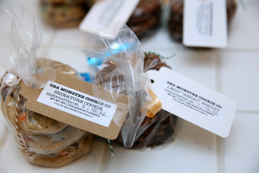 Costa Mesa resident Jasper Rogers, 12, operates local business Sea Monster Cookie Co.