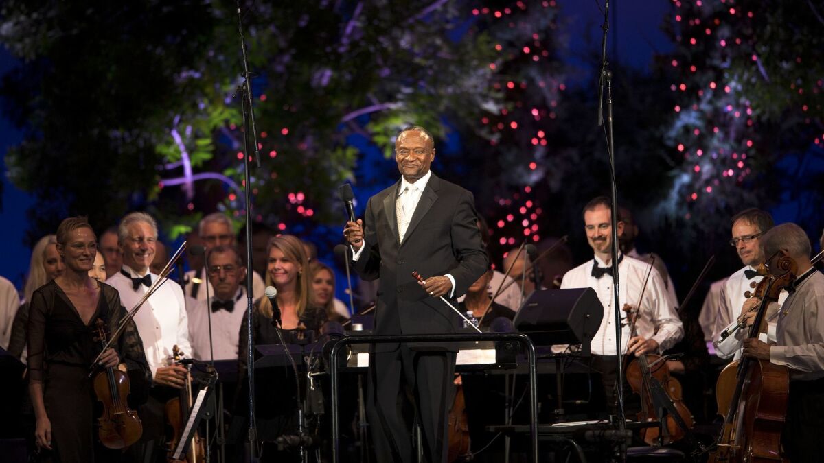 Wilkins and the Hollywood Bowl Orchestra on opening night at the venue in 2016. (Gina Ferazzi / Los Angeles Times)