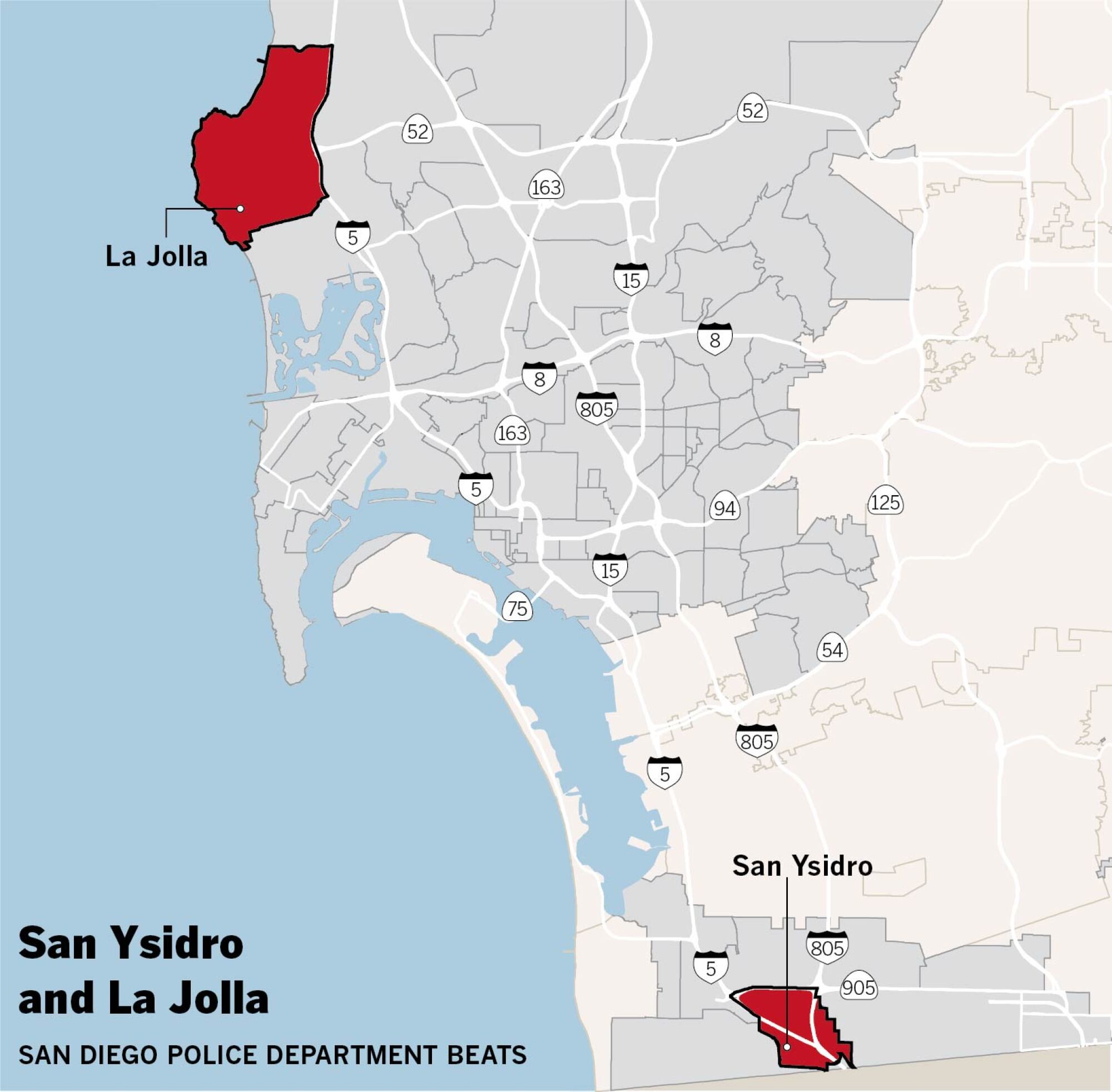 San Ysidro and La Jolla map