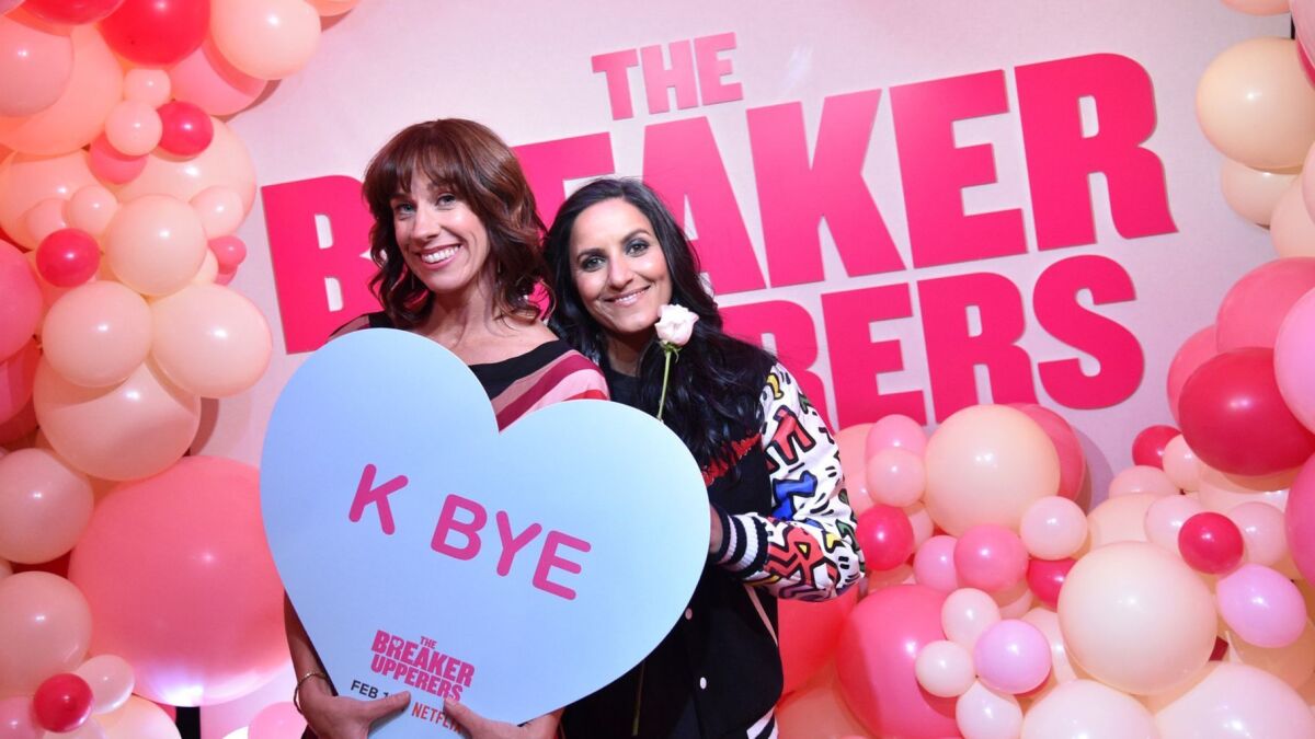 Jackie van Beek, left, and Madeleine Sami attend the NYC Galentine's Screening of Netflix film "The Breaker Upperers" on Feb. 13 in New York City.
