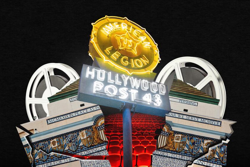 A collage of photos including the Hollywood Post 43 sign and the Hollywood Legion Theater