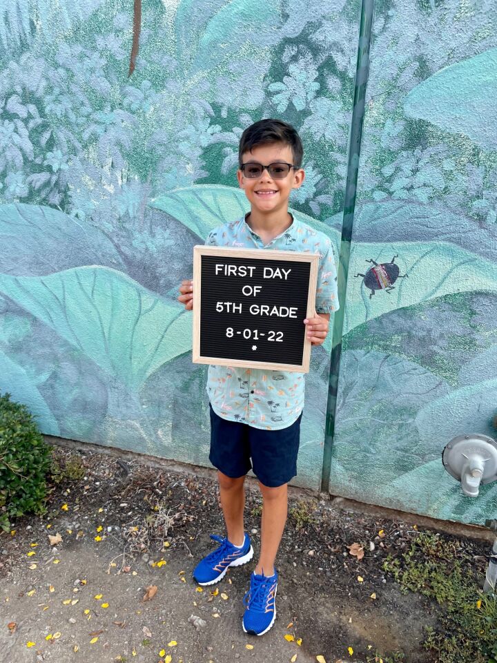 Gavin Orcutt, who's starting fifth grade at Valley Elementary in Poway.