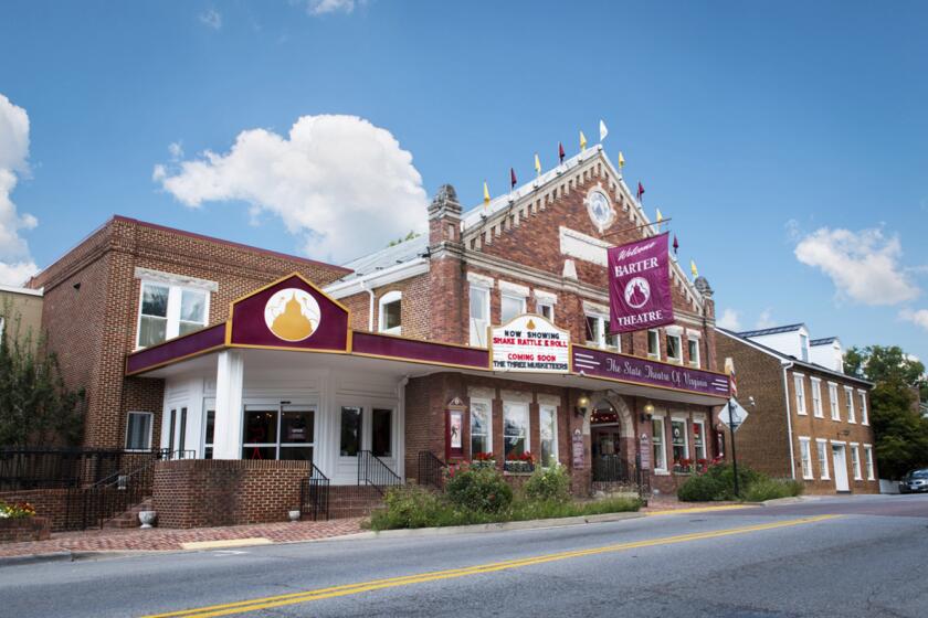 The exterior of the Barter Theatre appears in Abingdon, Va. on Aug. 27, 2015. Barter — a scrappy venue with roots in the Depression when patrons bartered goods for seats — may offer a roadmap as regional theaters struggle to reconnect with lagging post-pandemic audiences. (Barter Theatre via AP)