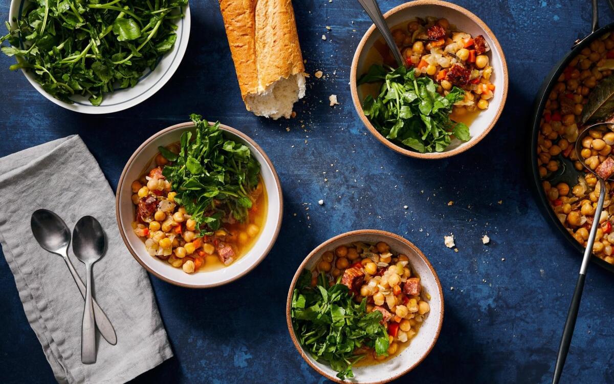 Brothy Baked Chickpeas With Chilled Lemon Watercress