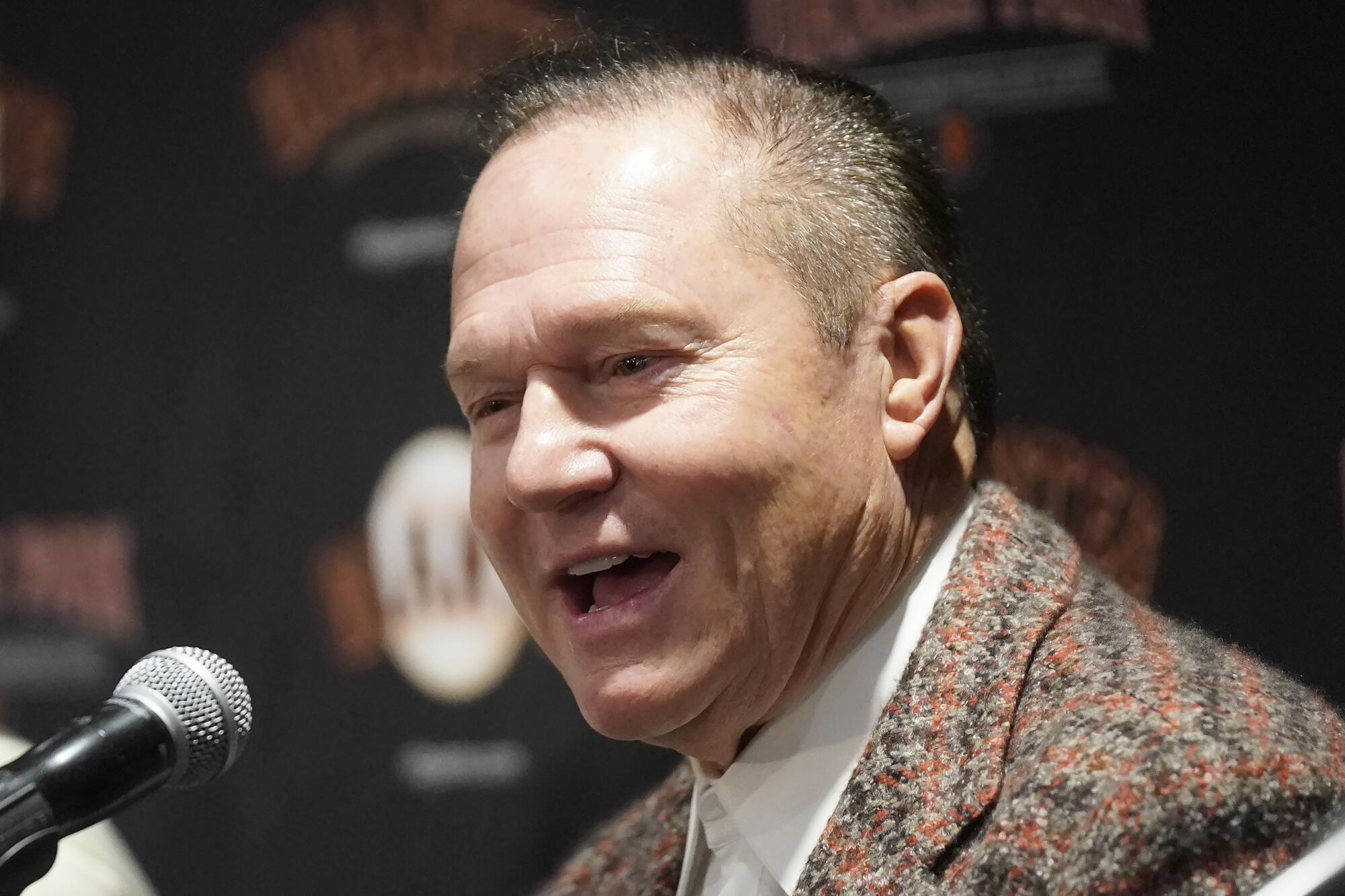Agent Scott Boras during a news conference for the Giants' Jung Hoo Lee in San Francisco on Dec. 15, 2023.