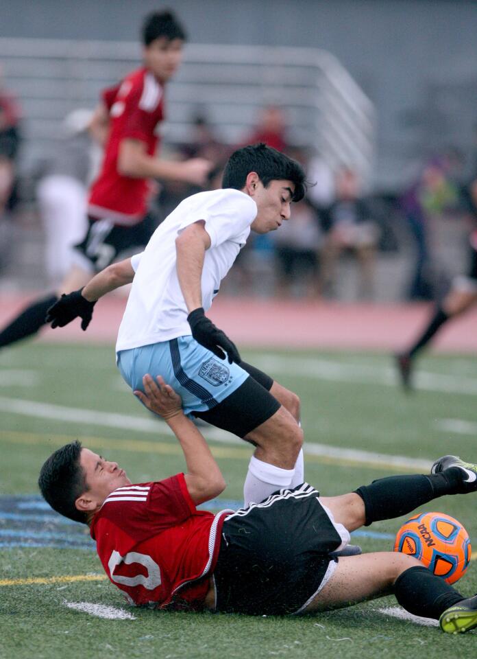 Photo Gallery: Crescenta Valley High School boys soccer vs. Burroughs High School
