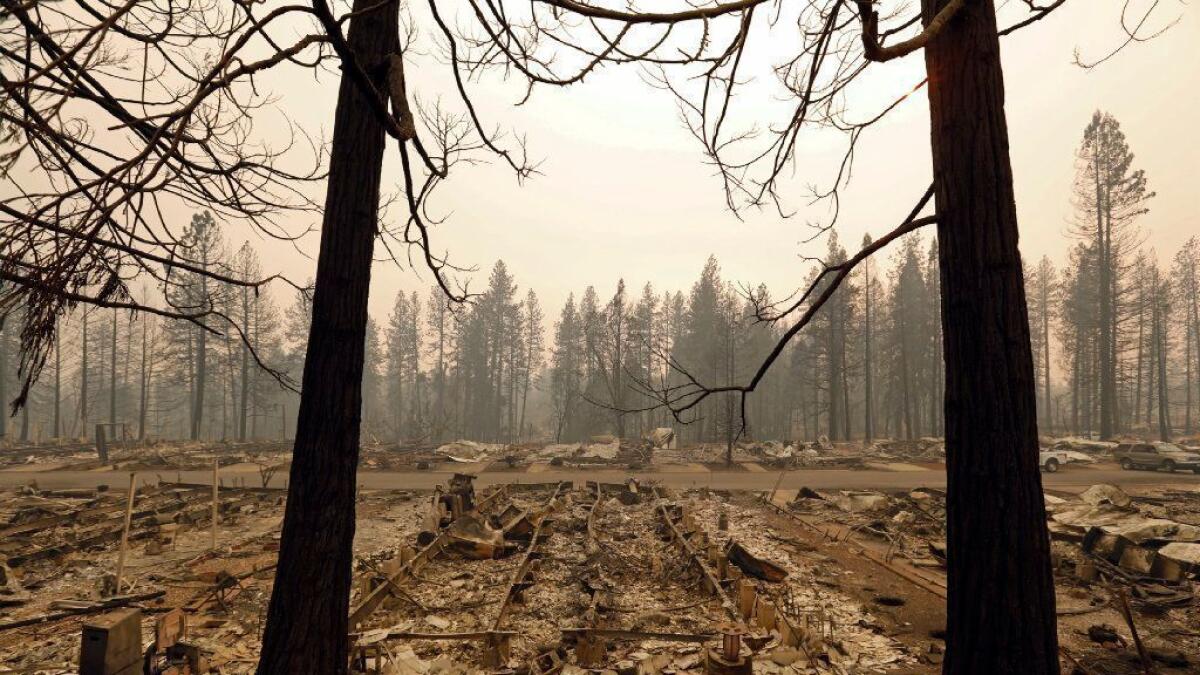 Nothing remains of the Ridgewood mobile home park in Paradise, Calif. The search continues for more victims of the deadly Camp fire.