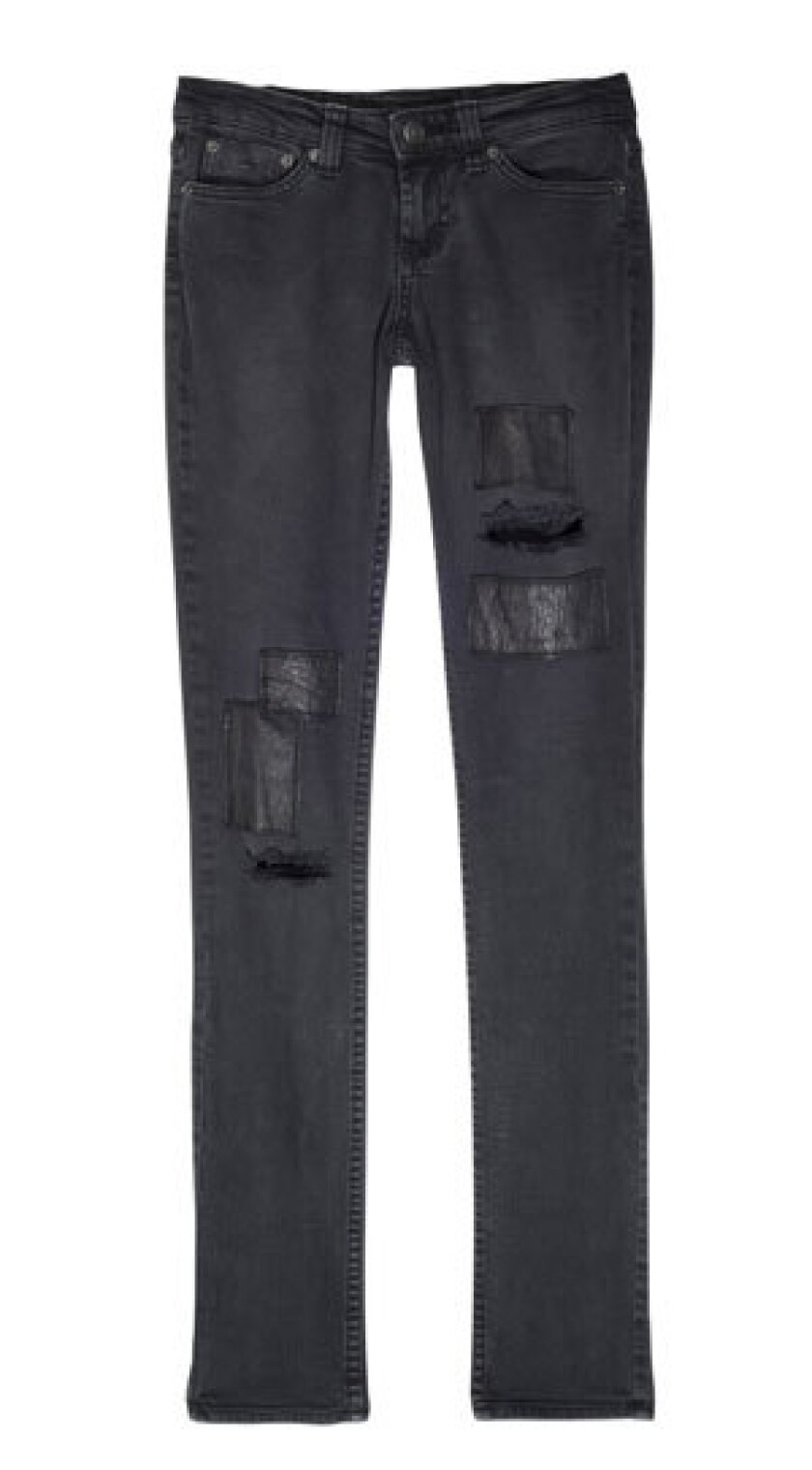 Jet By John Eshaya Slim Cut Jeans New Leather And Glazed Denim